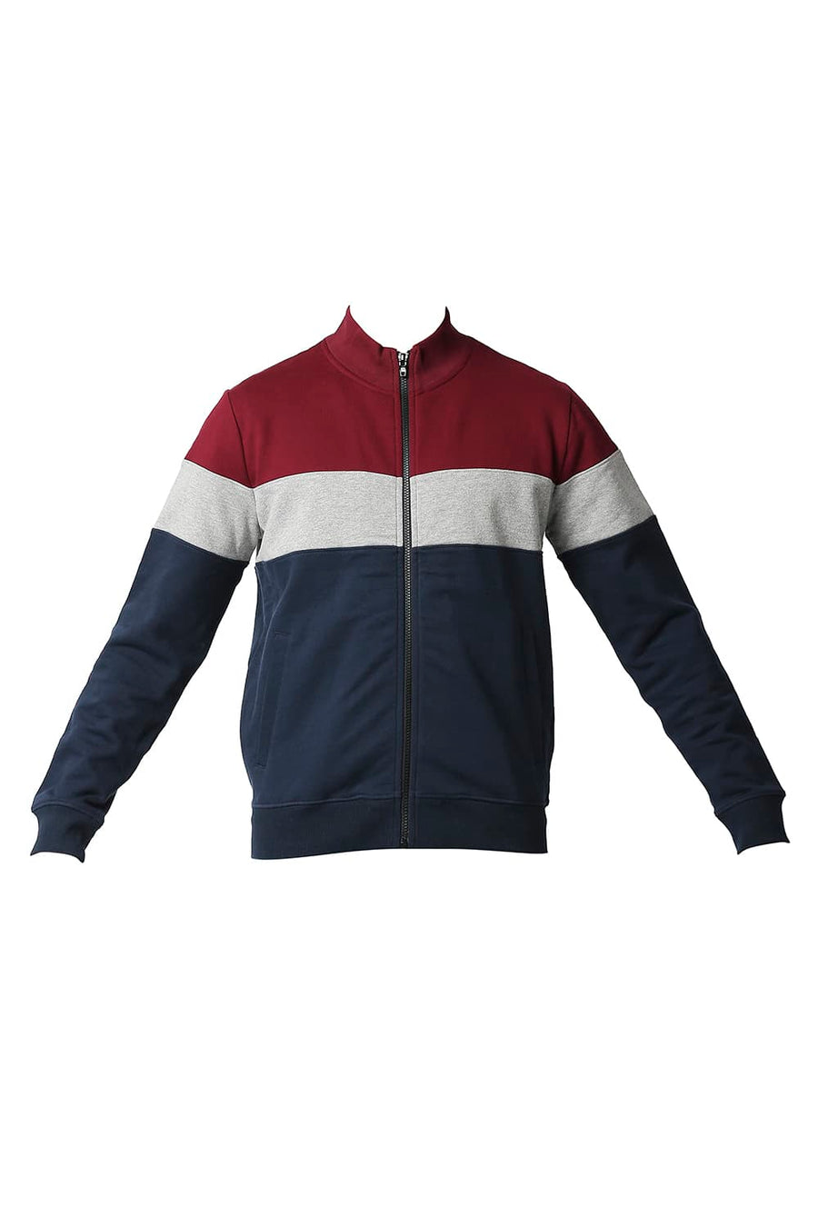BASICS MUSCLE FIT DRESS BLUE LOOP KNIT HIGH NECK JACKET