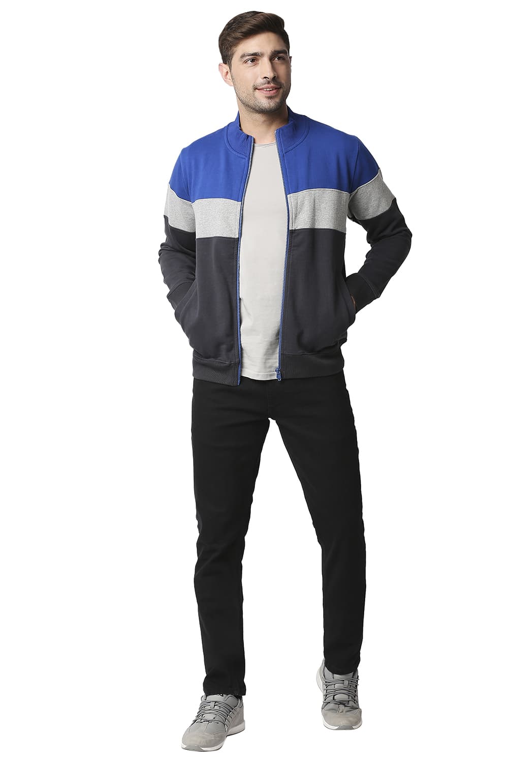 BASICS MUSCLE FIT LOOP KNIT HIGH NECK JACKET
