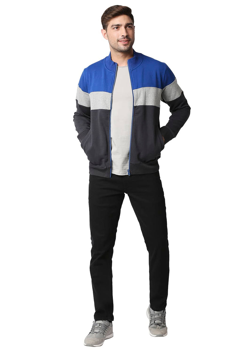 BASICS MUSCLE FIT LOOP KNIT HIGH NECK JACKET