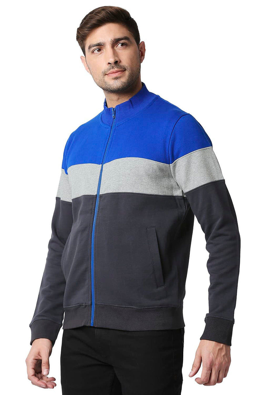 BASICS MUSCLE FIT GARPHITE LOOP KNIT HIGH NECK JACKET