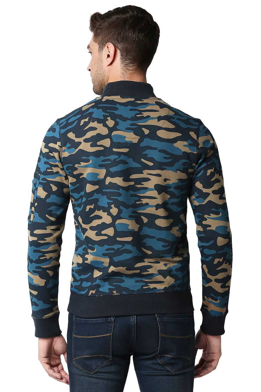 BASICS MUSCLE FIT FUDGE BROWN LOOP KNIT HIGH NECK JACKET