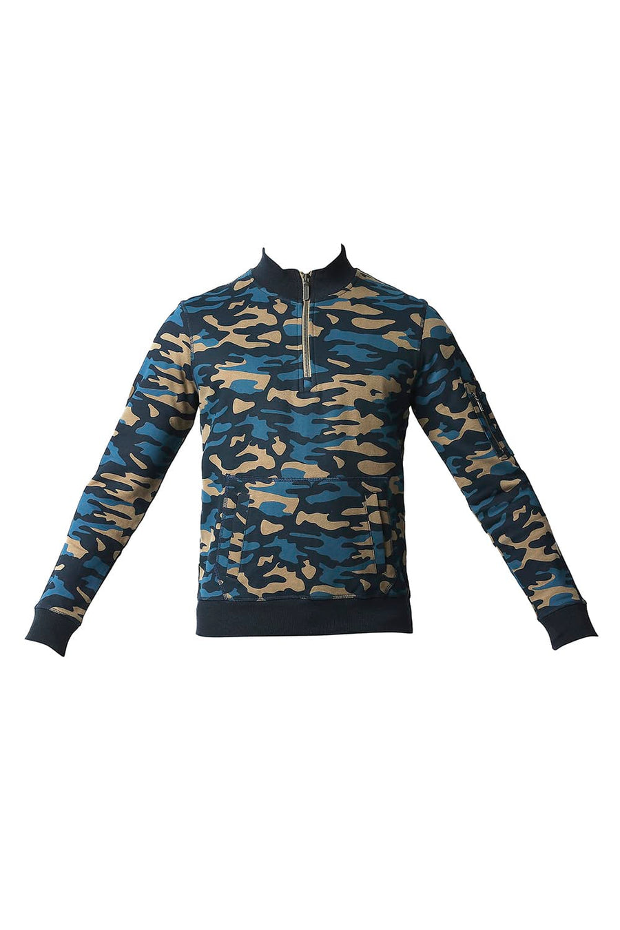 BASICS MUSCLE FIT FUDGE BROWN LOOP KNIT HIGH NECK JACKET
