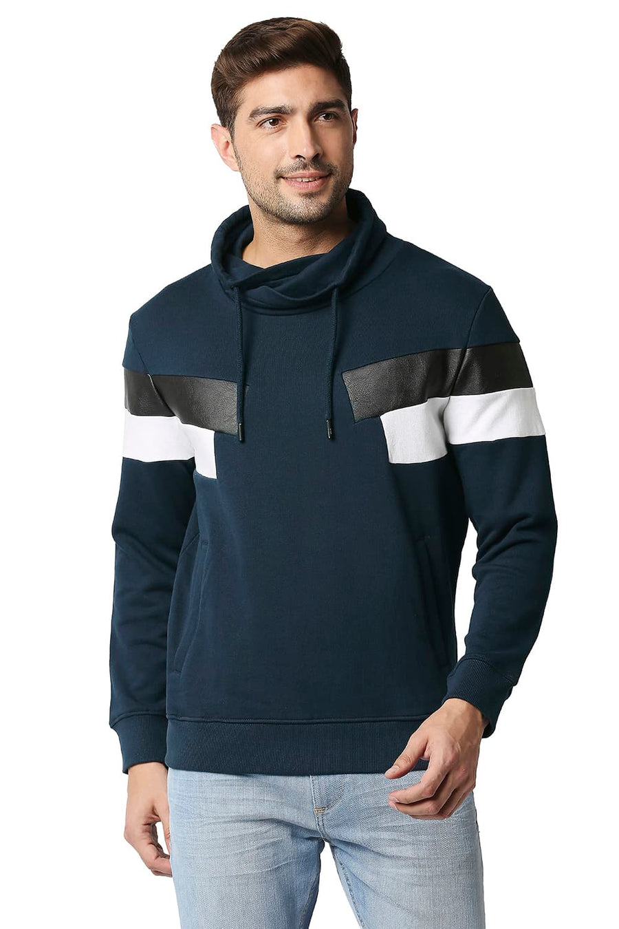 BASICS MUSCLE FIT DRESS BLUE NON BRUSHED FLEECE NON HOOD JACKET
