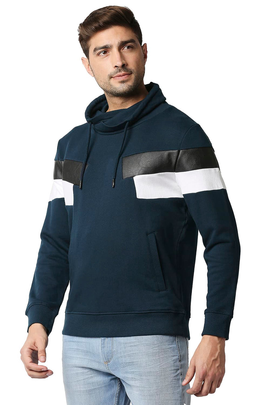 BASICS MUSCLE FIT DRESS BLUE NON BRUSHED FLEECE NON HOOD JACKET