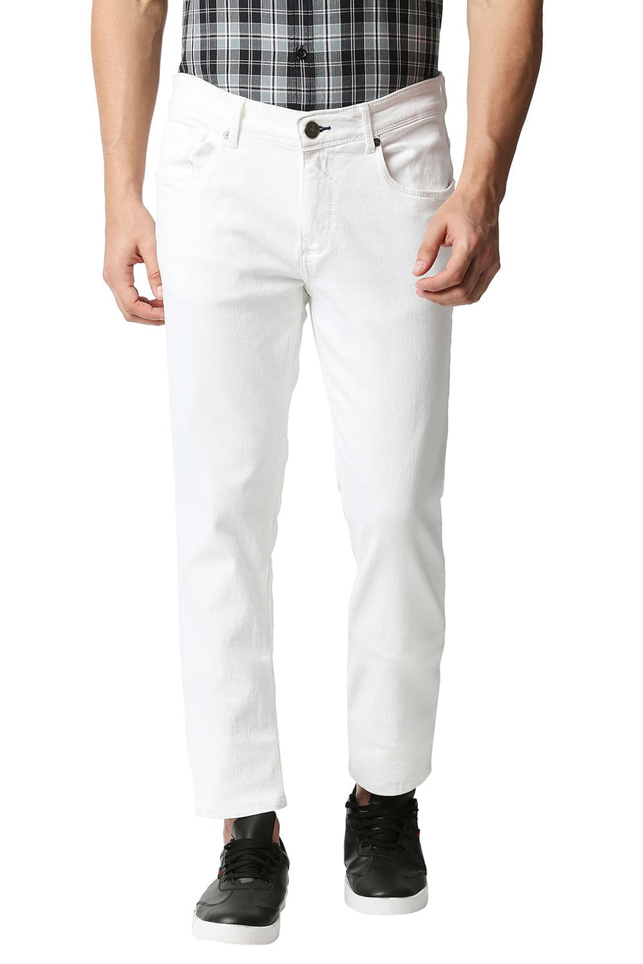 BASICS BLADE FIT CLOUD DANCER WHITE STRETCH JEANS