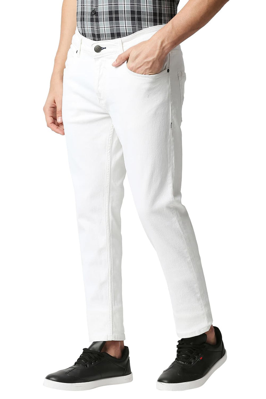 BASICS BLADE FIT CLOUD DANCER WHITE STRETCH JEANS