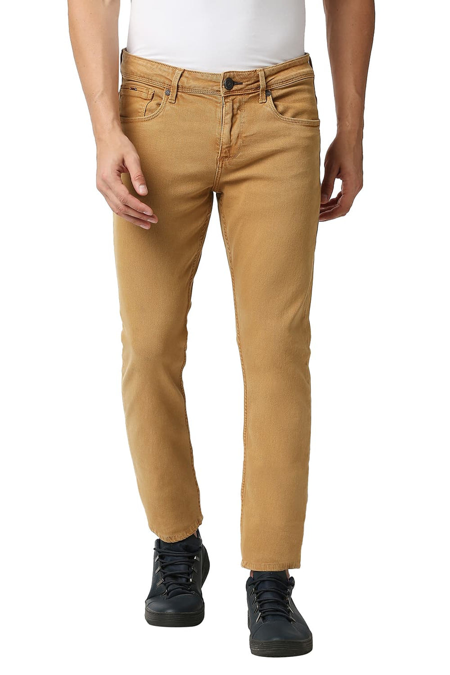 BASICS TORQUE FIT TAFFY KHAKHI STRETCH JEANS