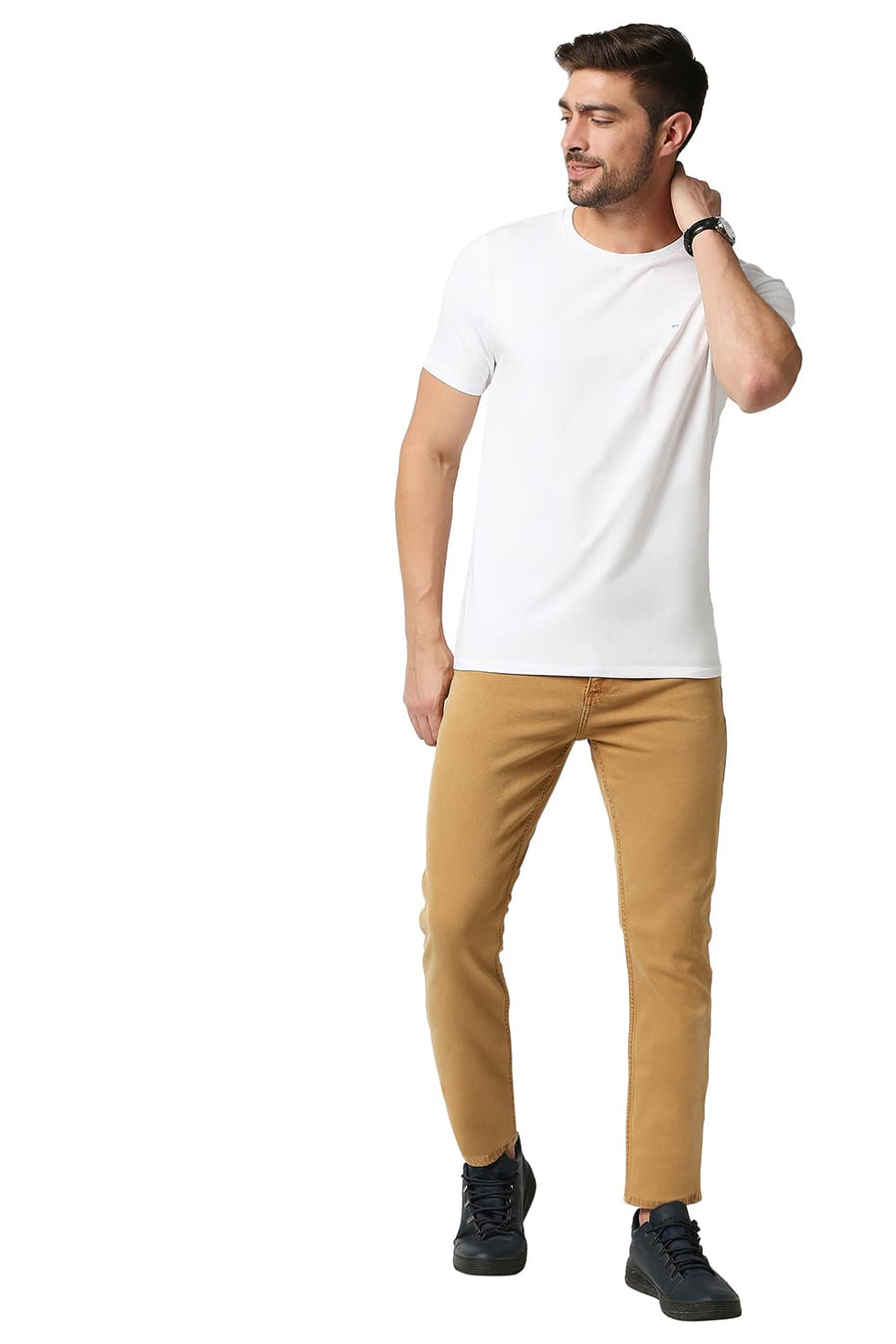 BASICS TORQUE FIT TAFFY KHAKHI STRETCH JEANS