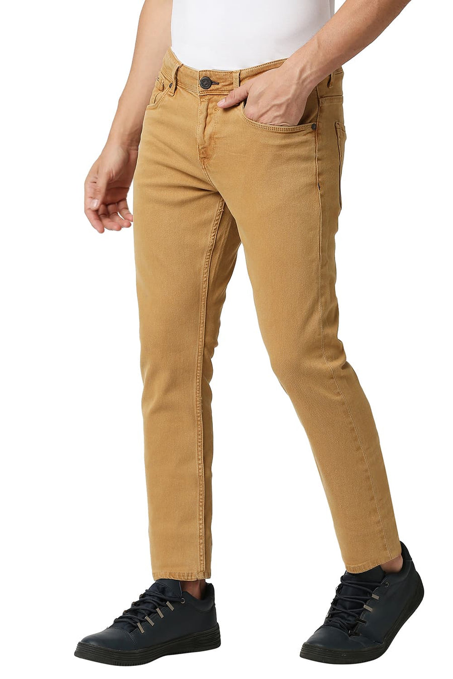 BASICS TORQUE FIT TAFFY KHAKHI STRETCH JEANS