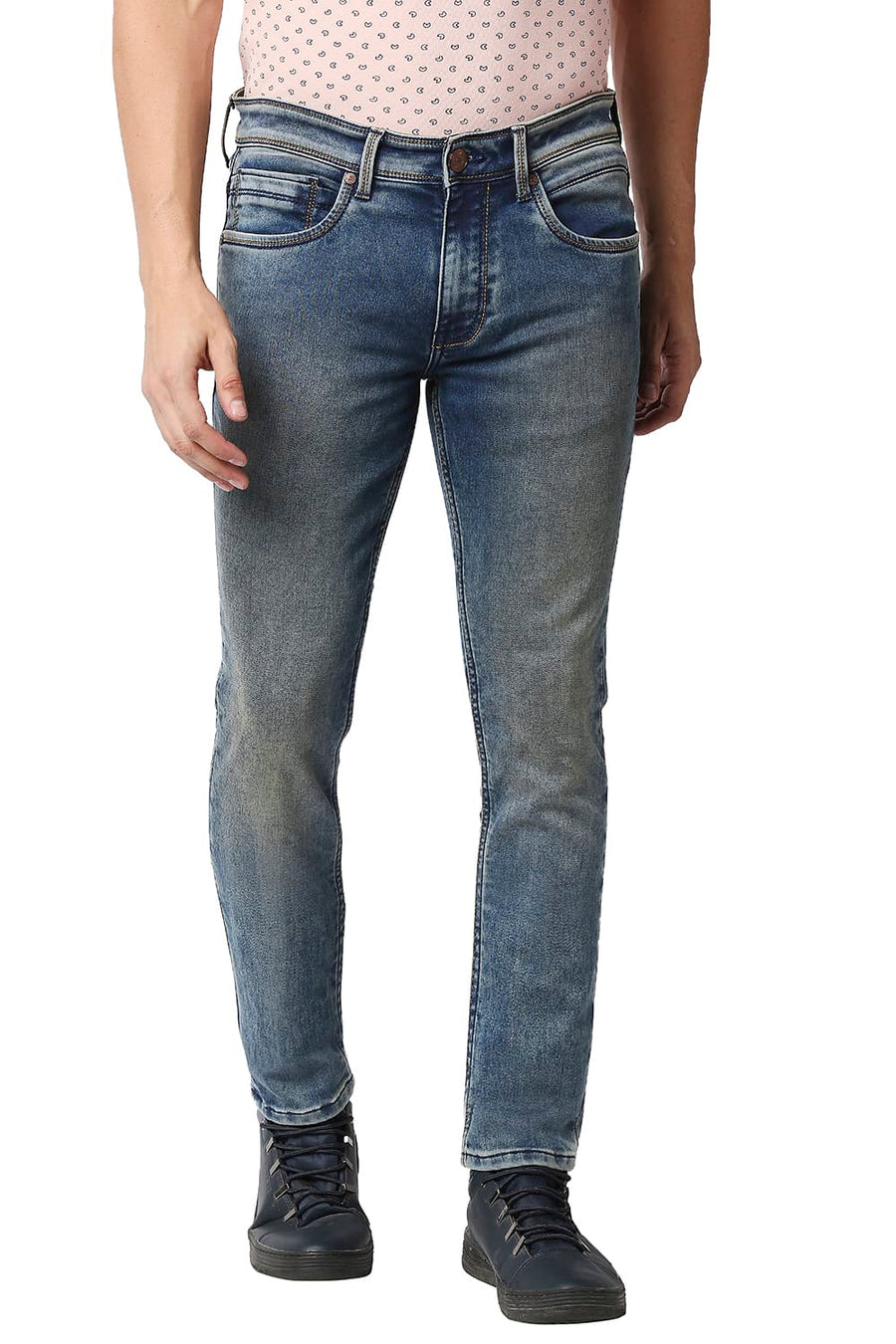 BASICS BLADE FIT INDIAN TEAL STRETCH JEANS