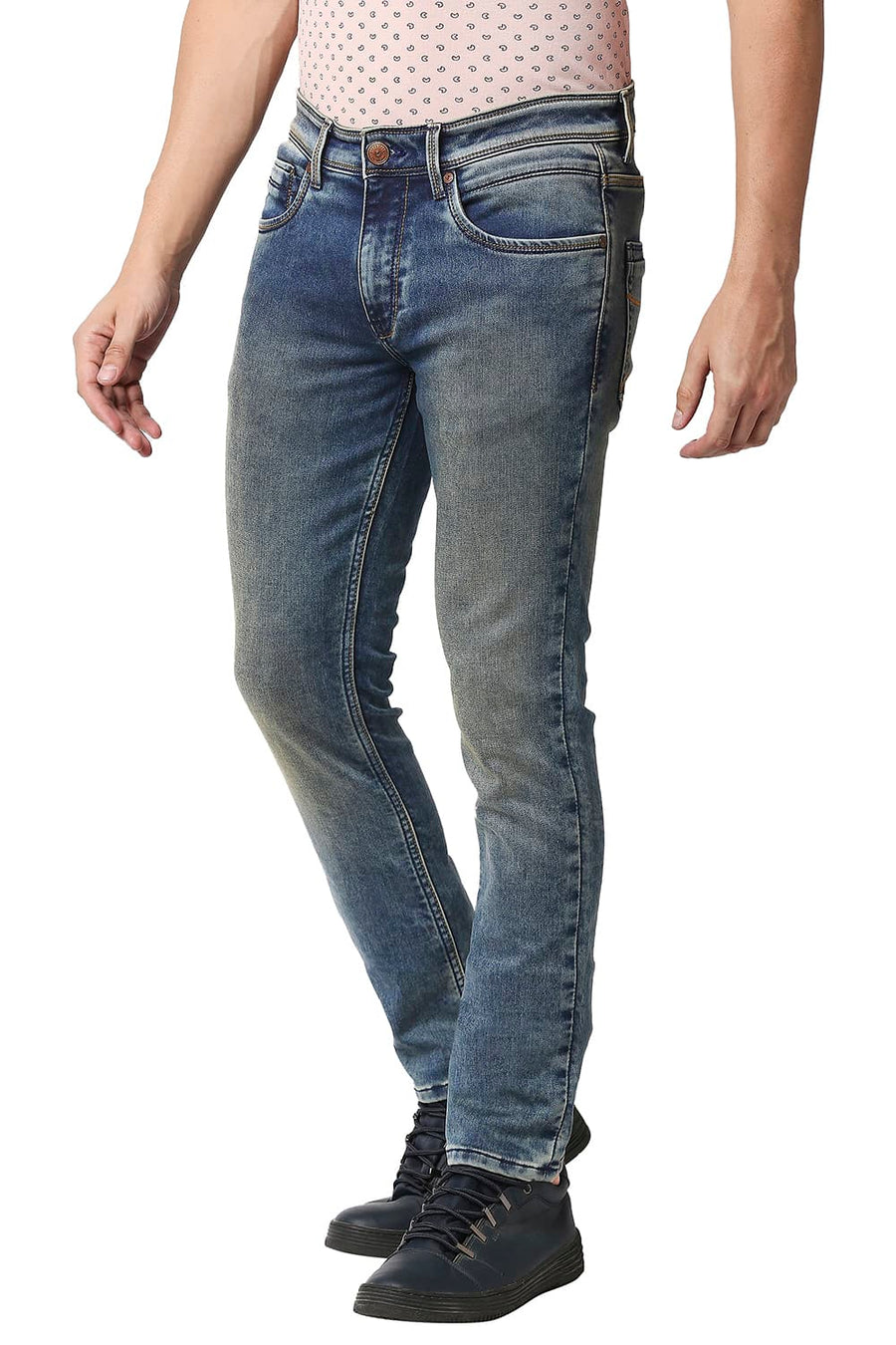 BASICS BLADE FIT INDIAN TEAL STRETCH JEANS