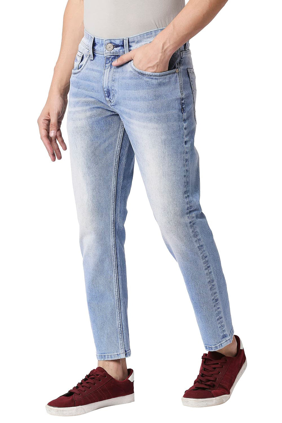 BASICS KERB FIT BLUE FOG STRETCH JEANS