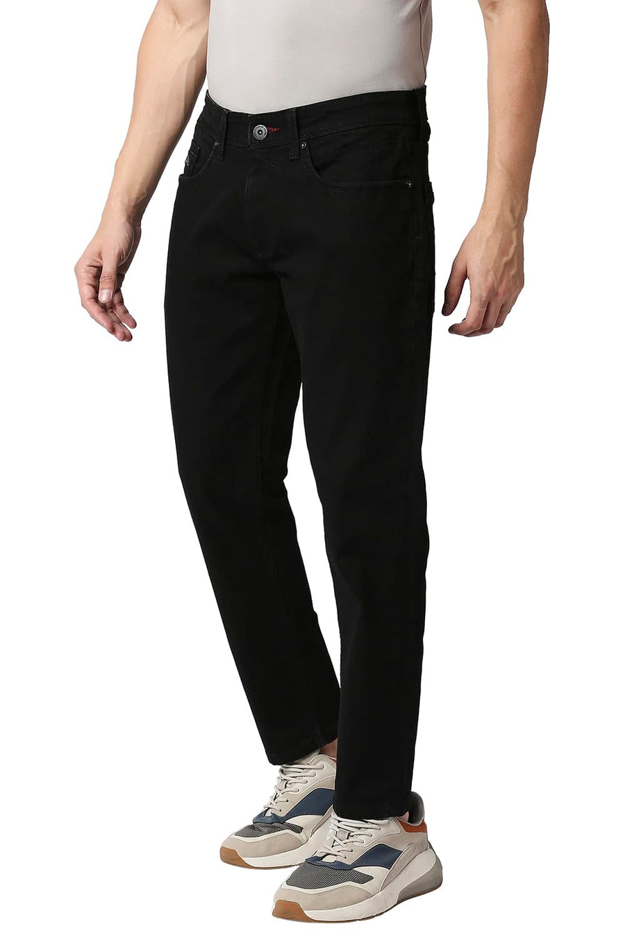 BASICS KERB FIT JET BLACK STRETCH JEANS