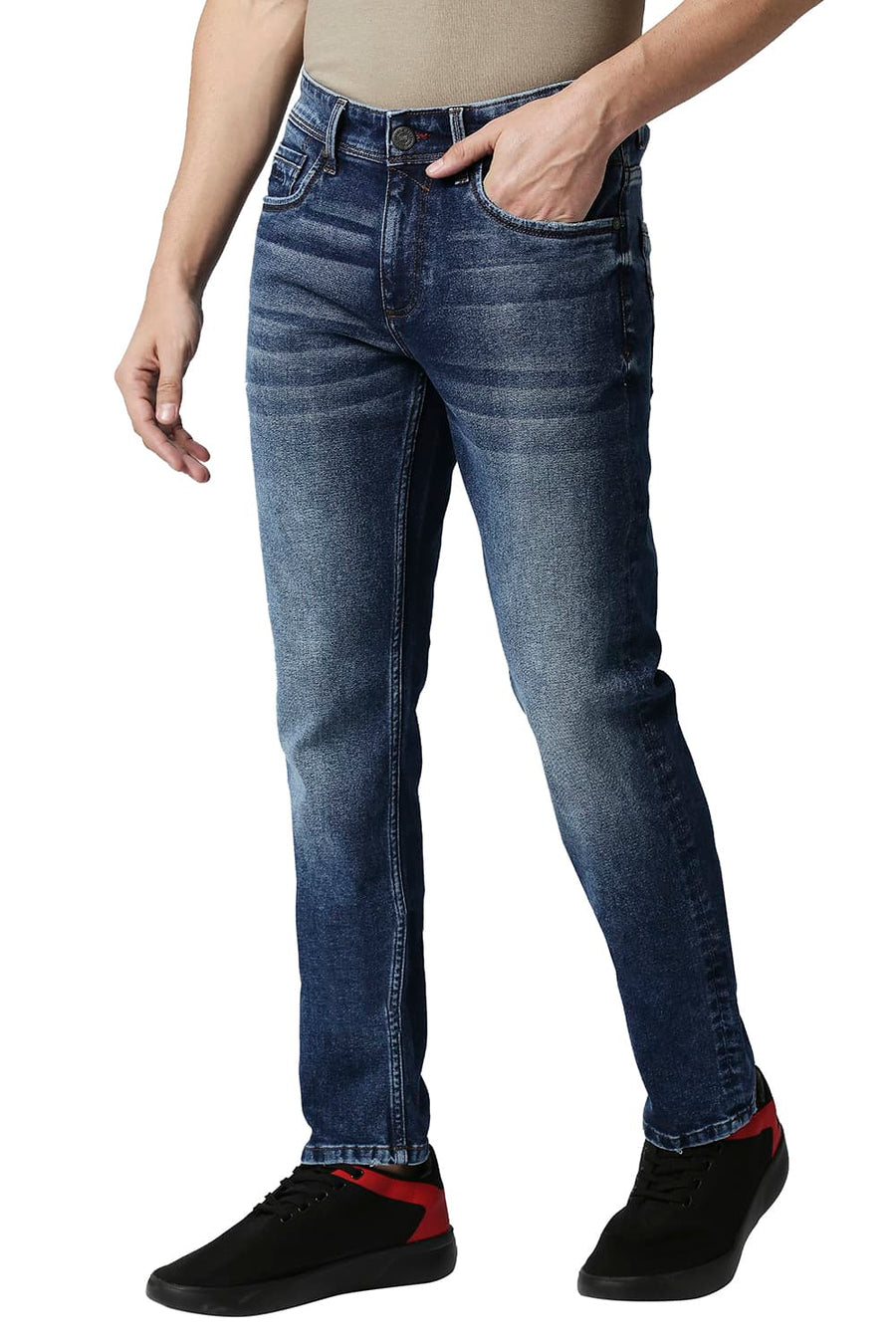 BASICS TORQUE FIT VINTAGE INDIGO STRETCH JEANS