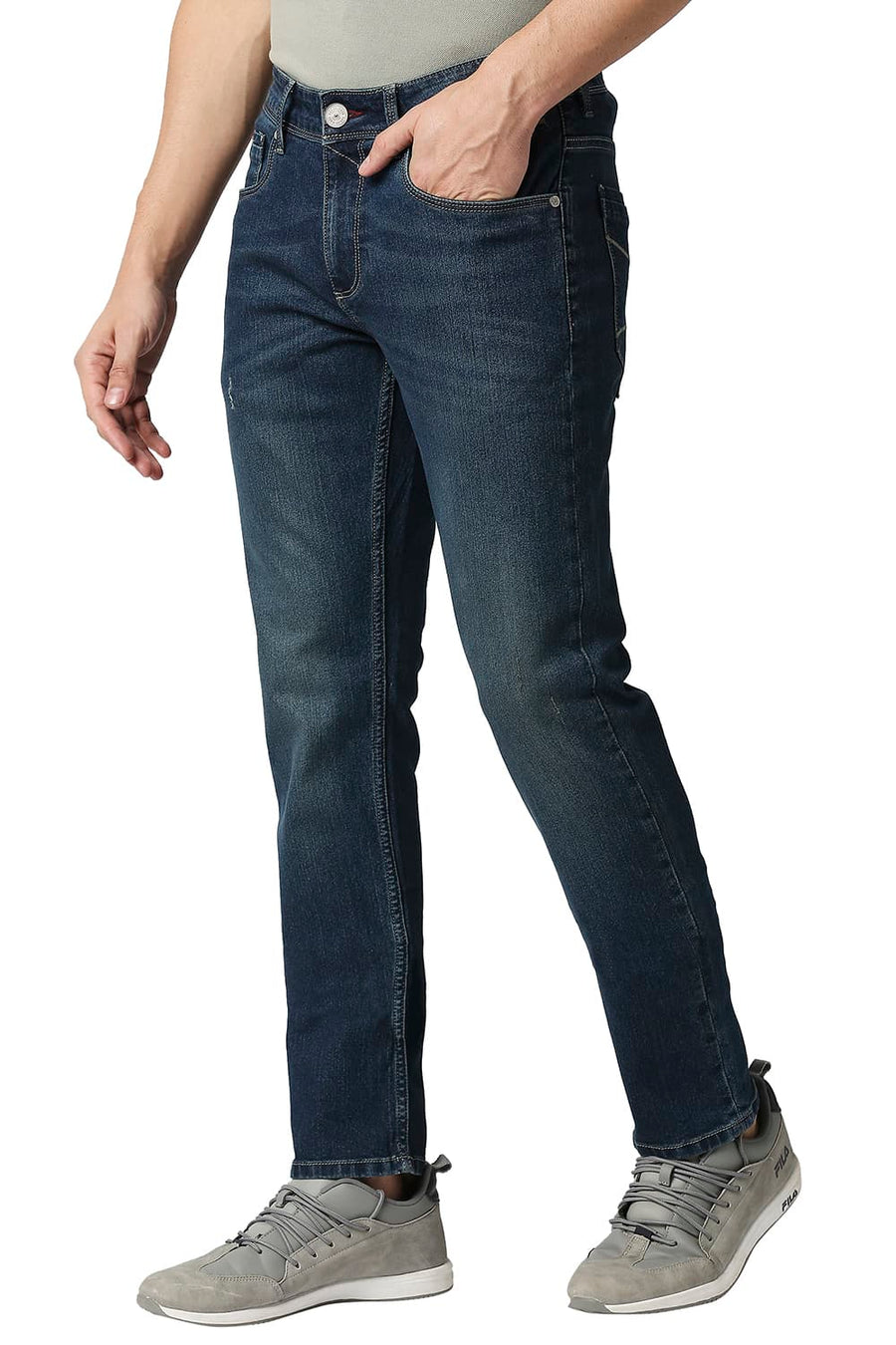 BASICS BLADE FIT DARK DENIM STRETCH JEANS