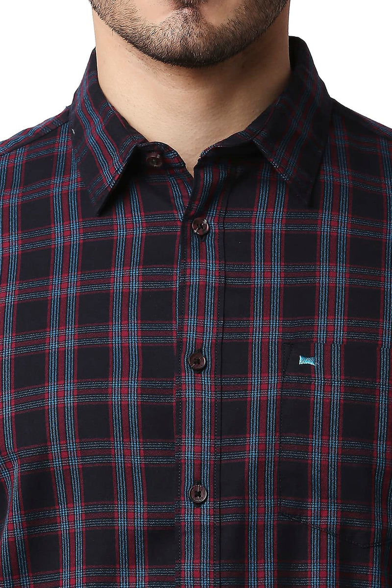 BASICS SLIM FIT CREPE CHECKS SHIRT