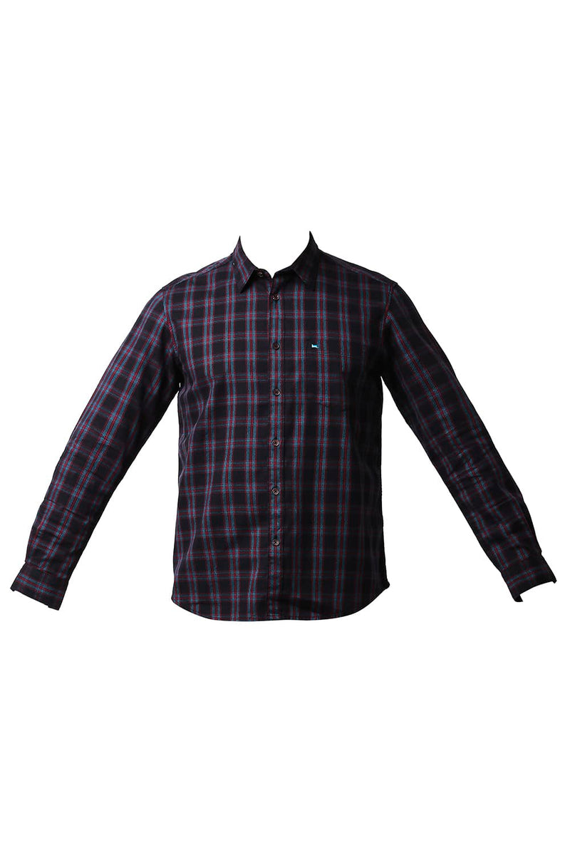 BASICS SLIM FIT CREPE CHECKS SHIRT