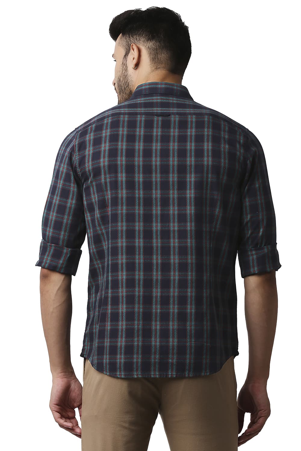 BASICS SLIM FIT CREPE CHECKS SHIRT