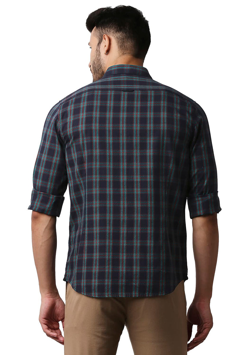 BASICS SLIM FIT CREPE CHECKS SHIRT