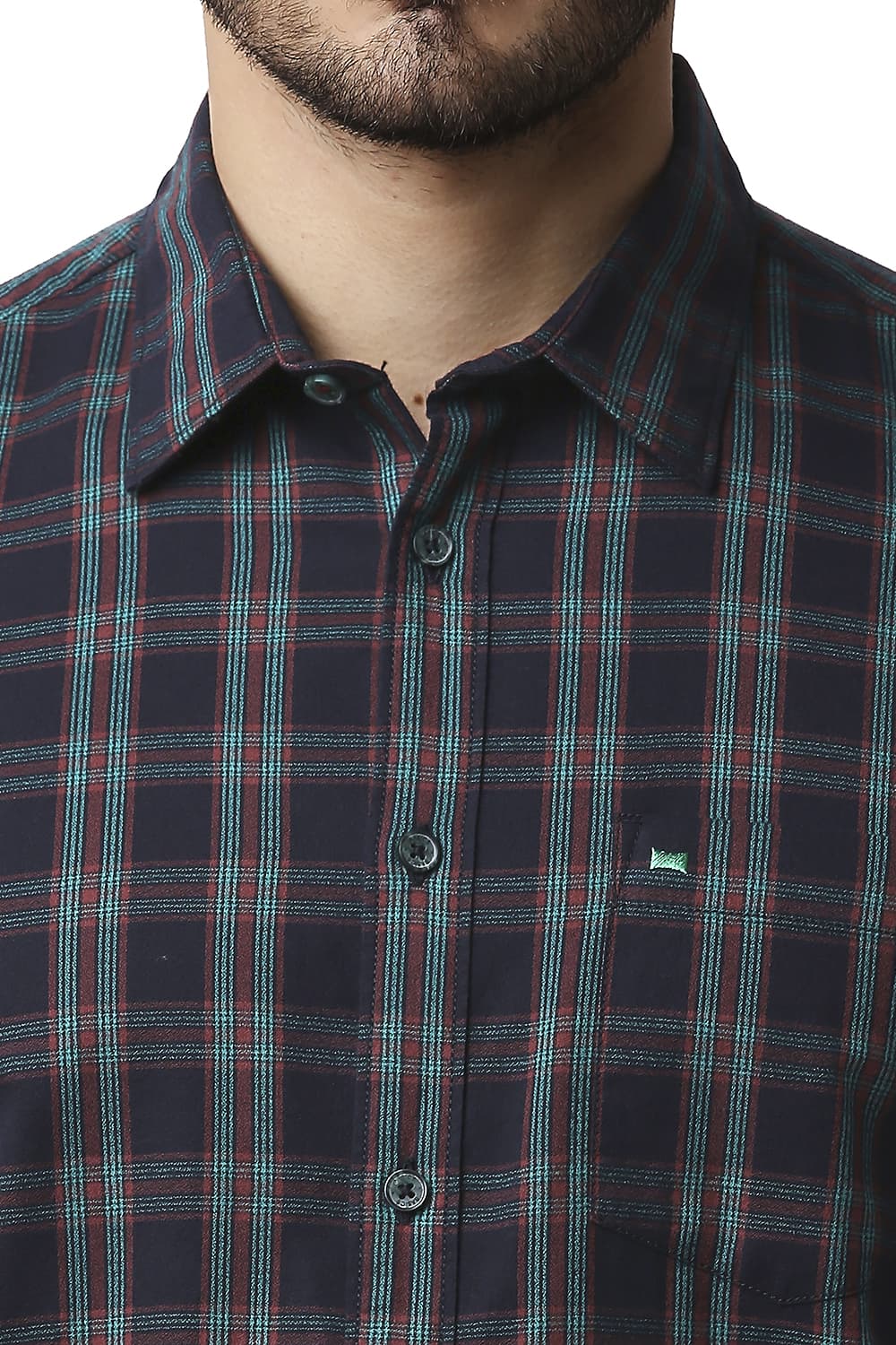 BASICS SLIM FIT CREPE CHECKS SHIRT