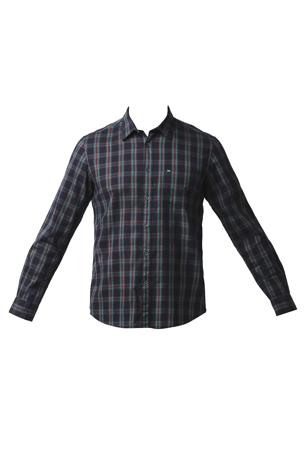 BASICS SLIM FIT CREPE CHECKS SHIRT