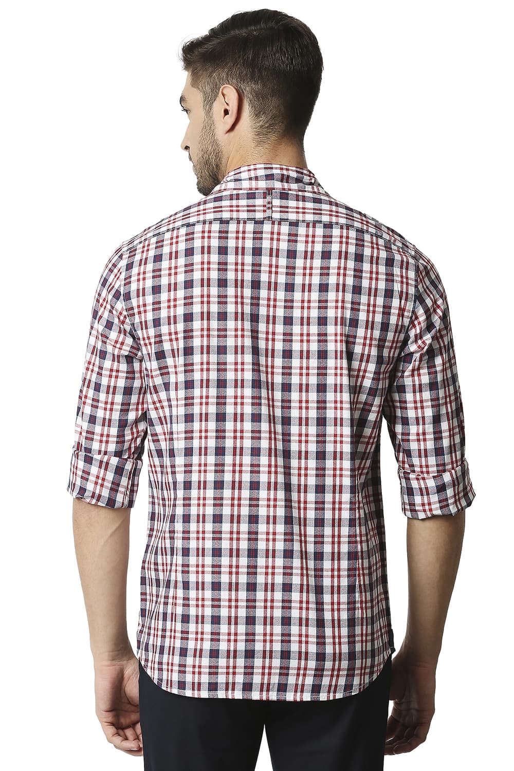 BASICS SLIM FIT CREPE CHECKS SHIRT