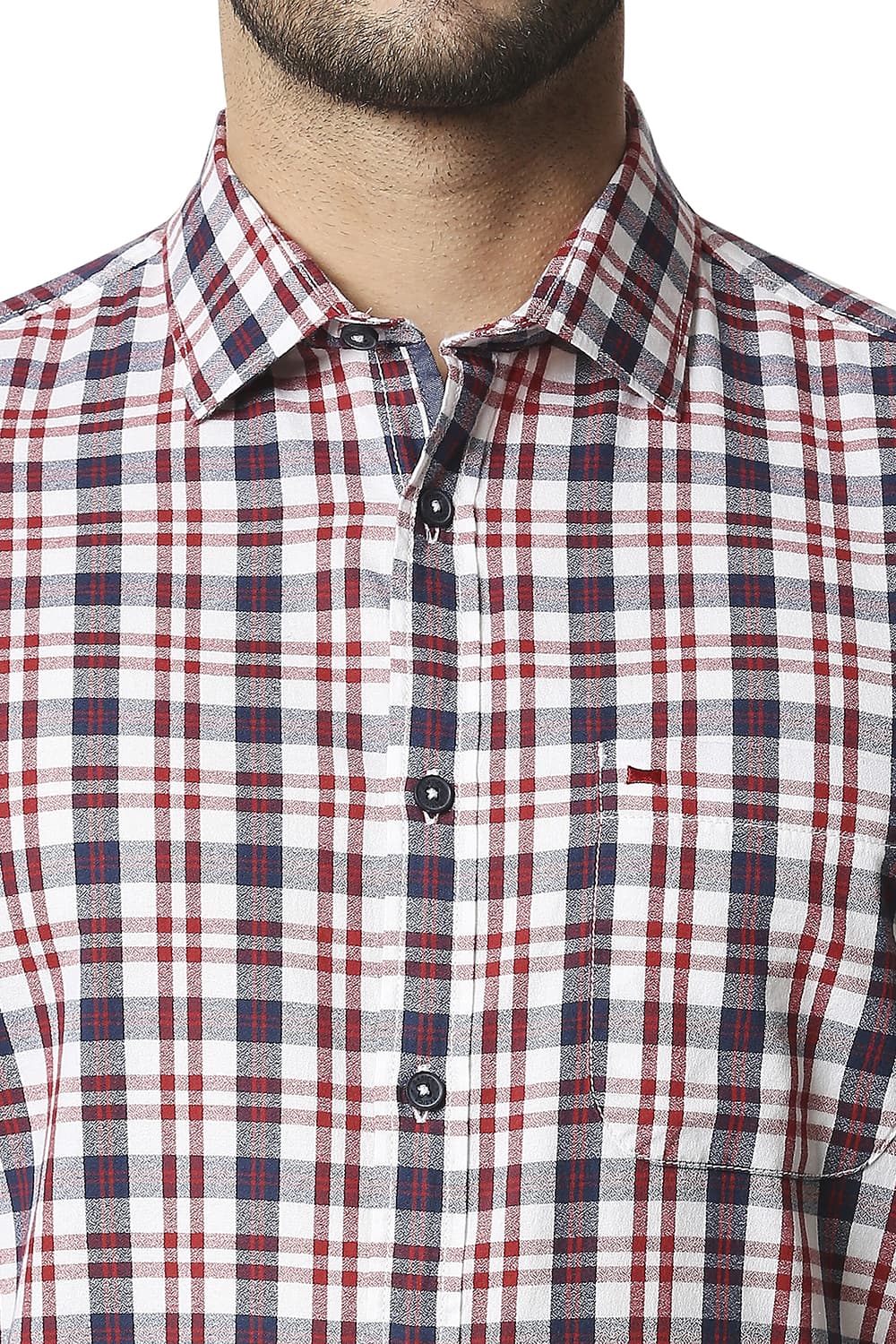 BASICS SLIM FIT CREPE CHECKS SHIRT