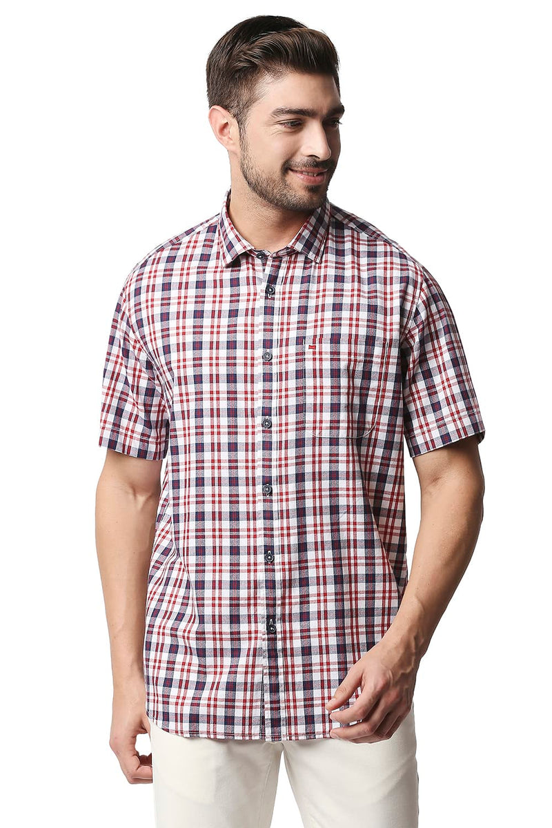 BASICS SLIM FIT CREPE CHECKS SHIRT