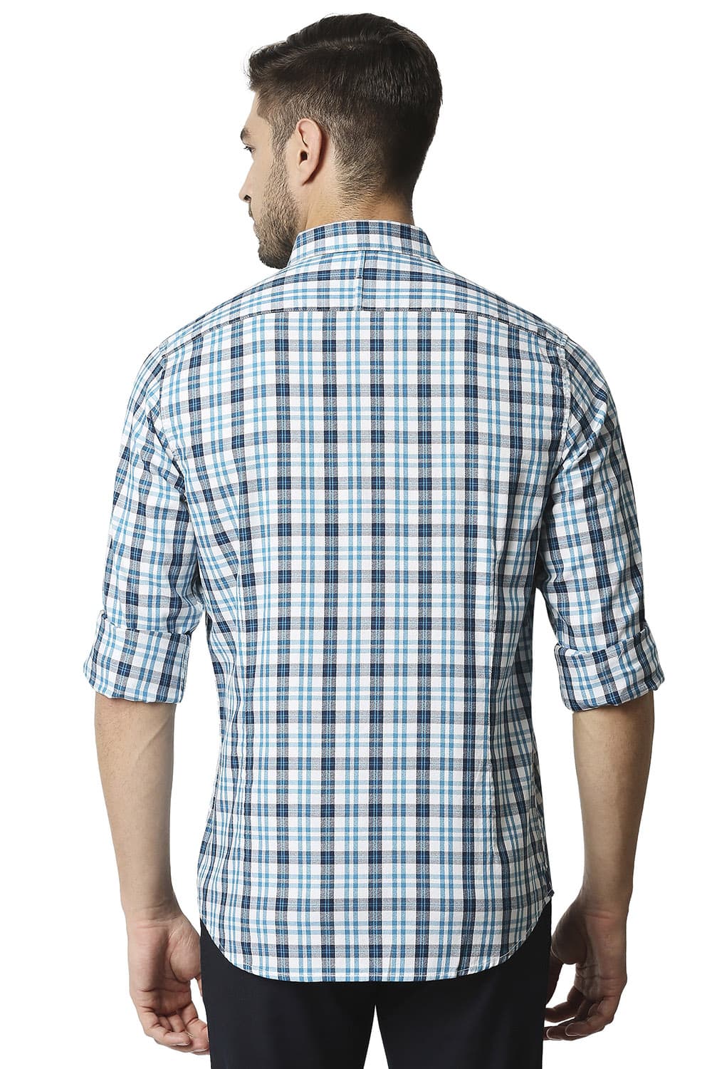 BASICS SLIM FIT CREPE CHECKS SHIRT