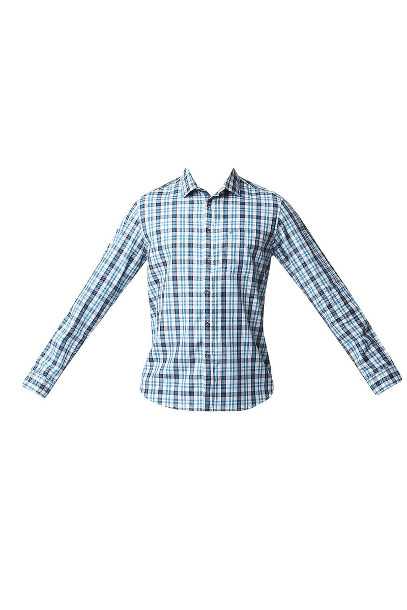 BASICS SLIM FIT CREPE CHECKS SHIRT