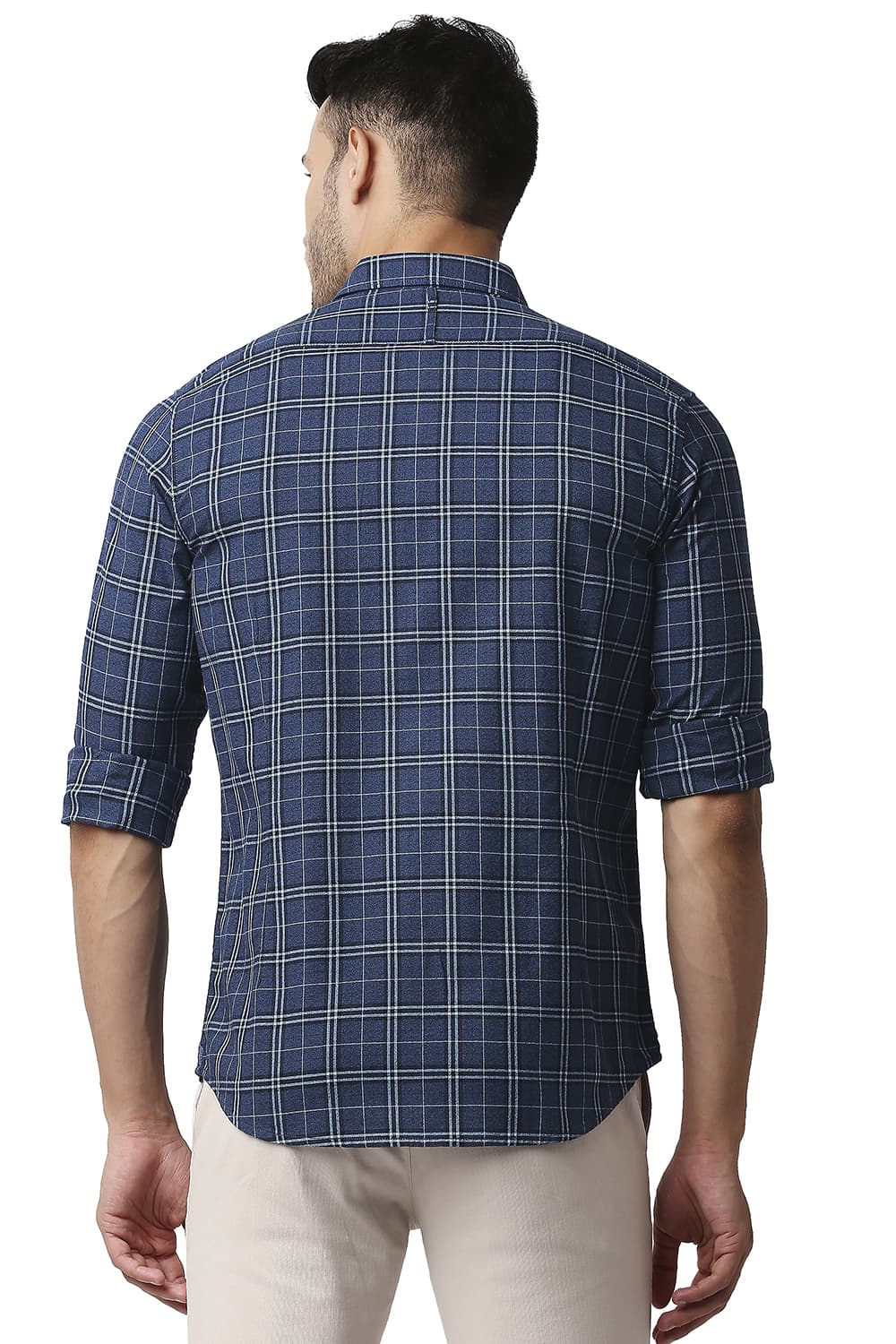 BASICS SLIM FIT CREPE CHECKS SHIRT