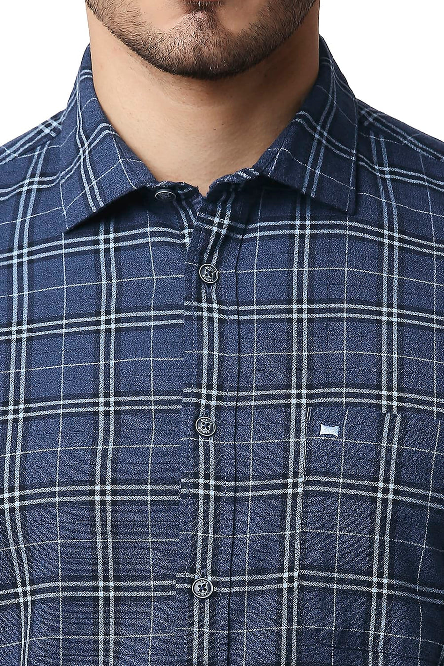 BASICS SLIM FIT BLUE HEAVEN CREPE CHECKS SHIRT