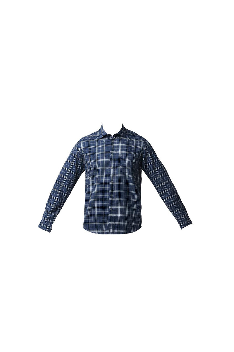 BASICS SLIM FIT CREPE CHECKS SHIRT