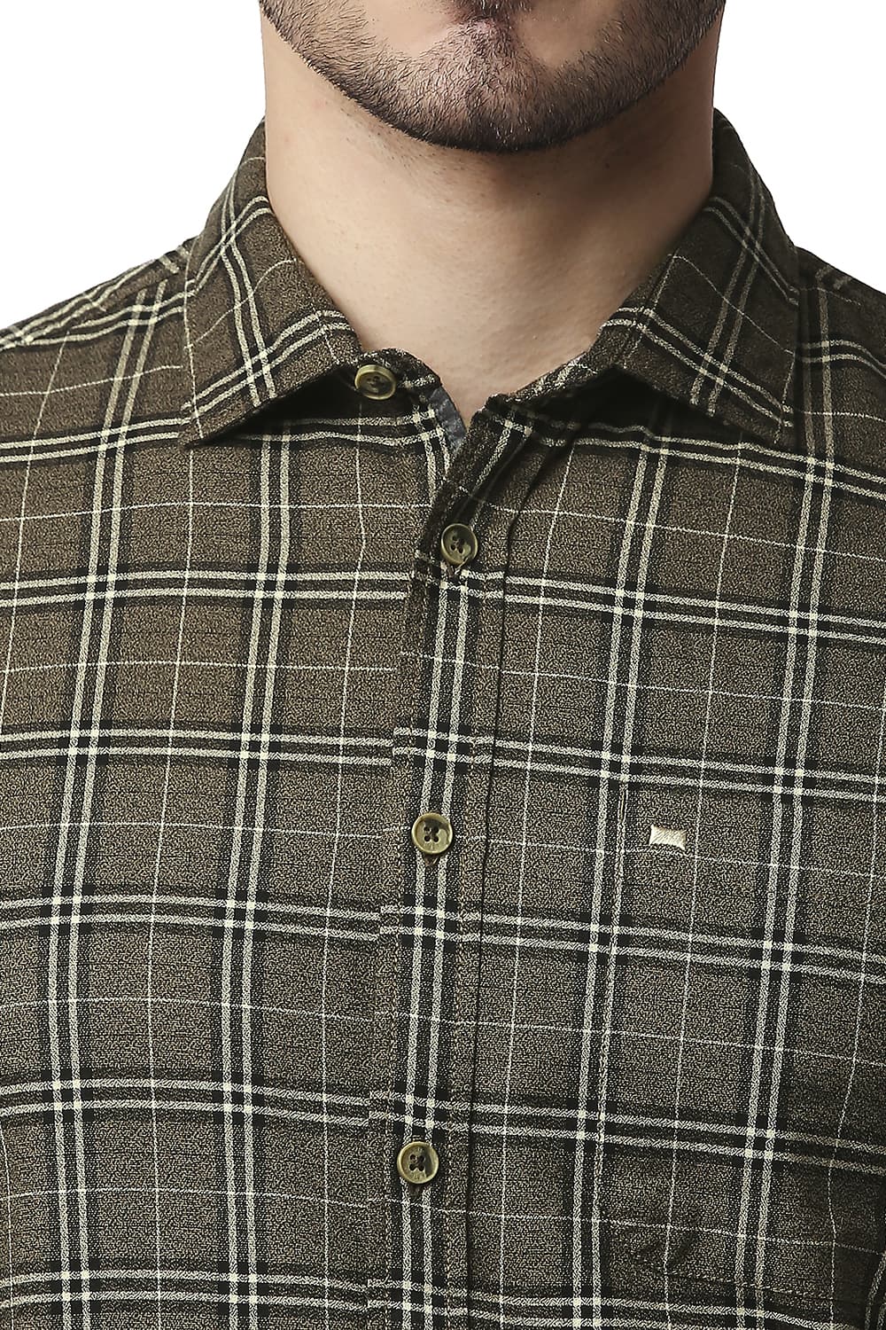 BASICS SLIM FIT CREPE CHECKS SHIRT