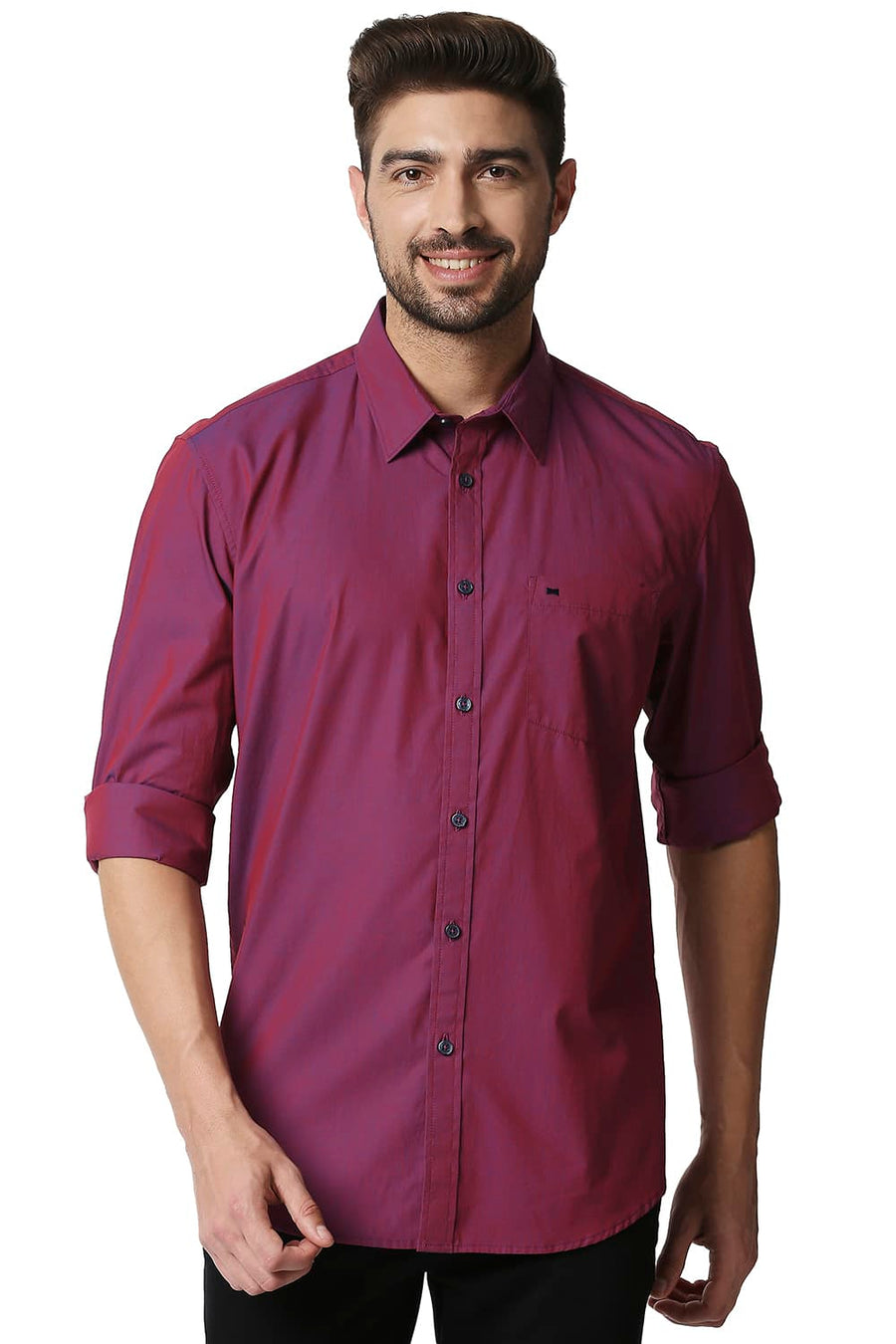 BASICS SLIM FIT PINK QUARTZ CHAMBRAY SHIRT