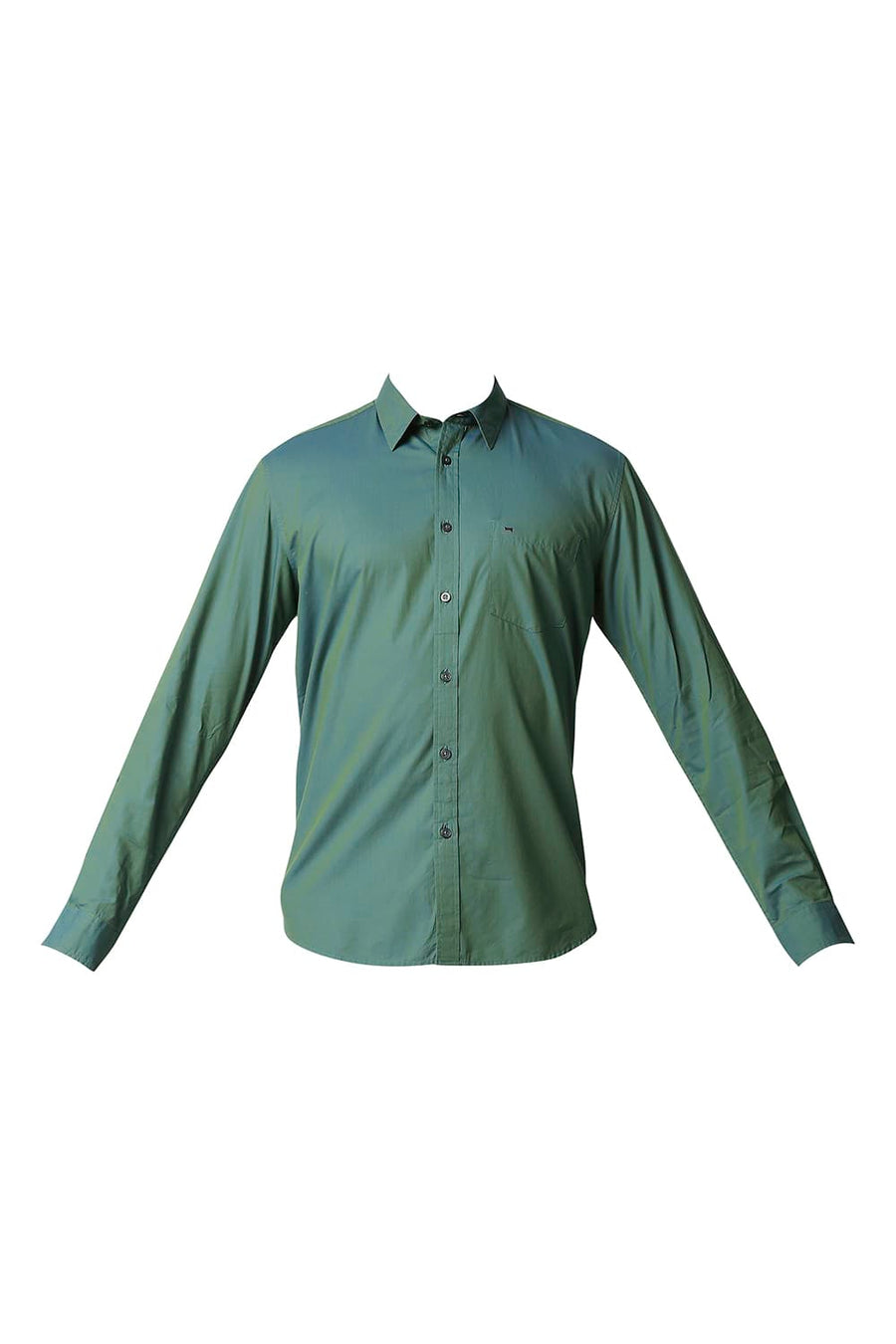 BASICS SLIM FIT SILVER PINE GREEN CHAMBRAY SHIRT