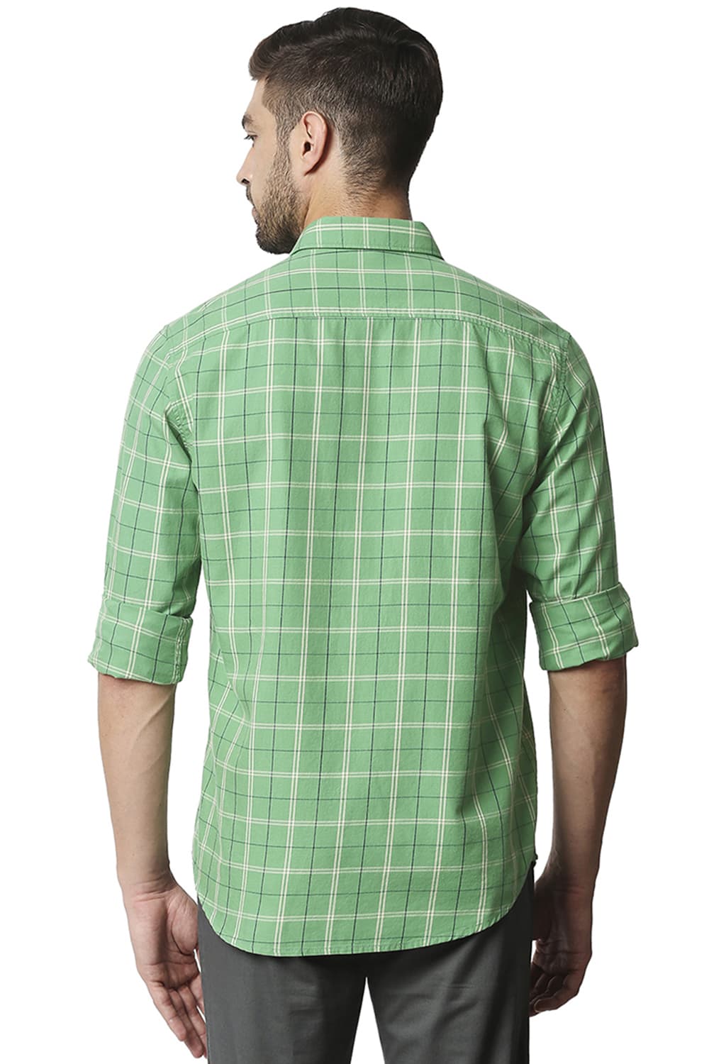 BASICS SLIM FIT TWILL CHECKS SHIRT SHIRT