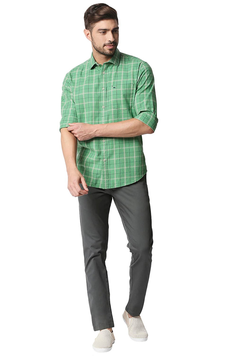 BASICS SLIM FIT TWILL CHECKS SHIRT SHIRT