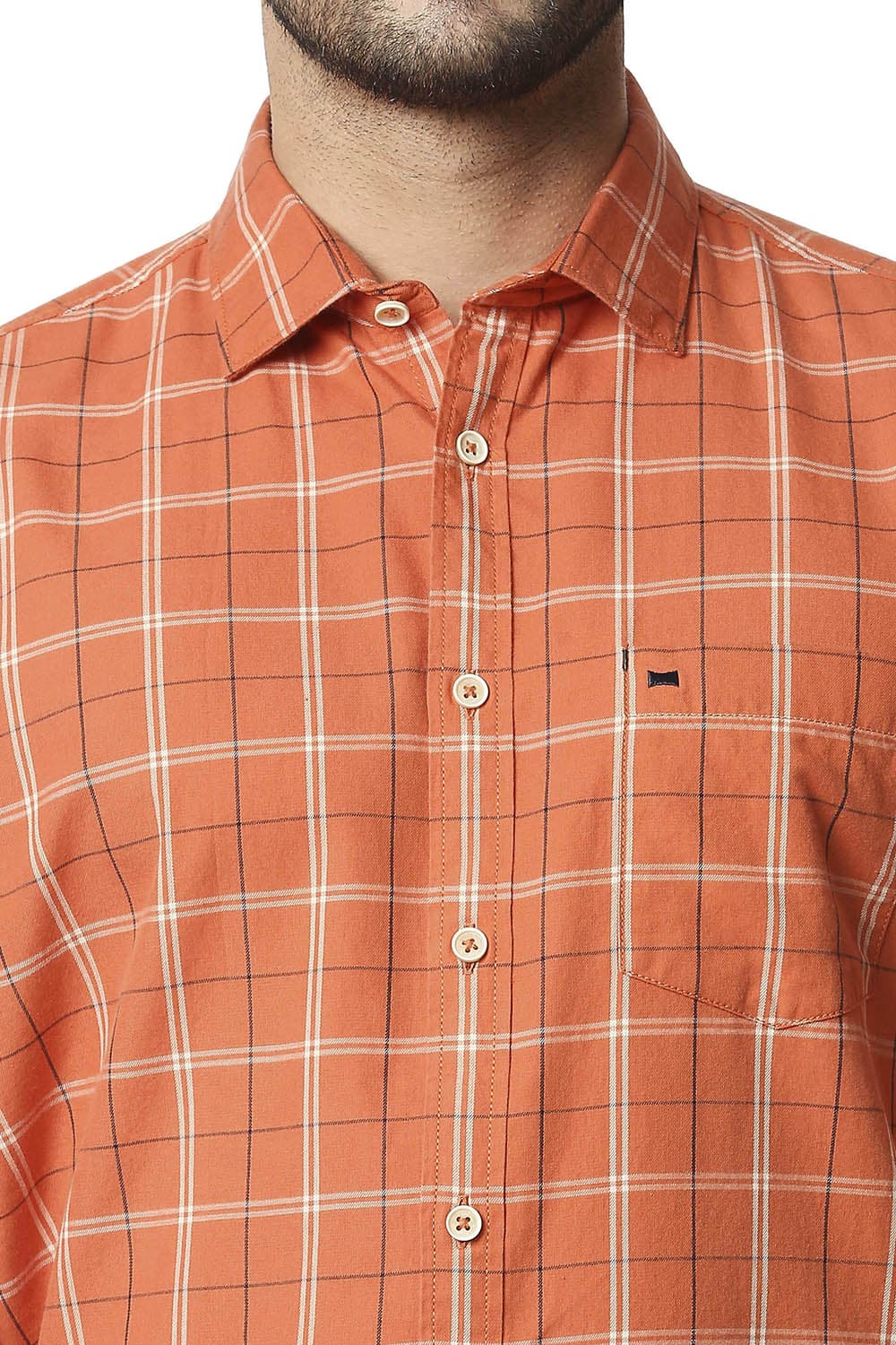 BASICS SLIM FIT TWILL CHECKS SHIRT SHIRT