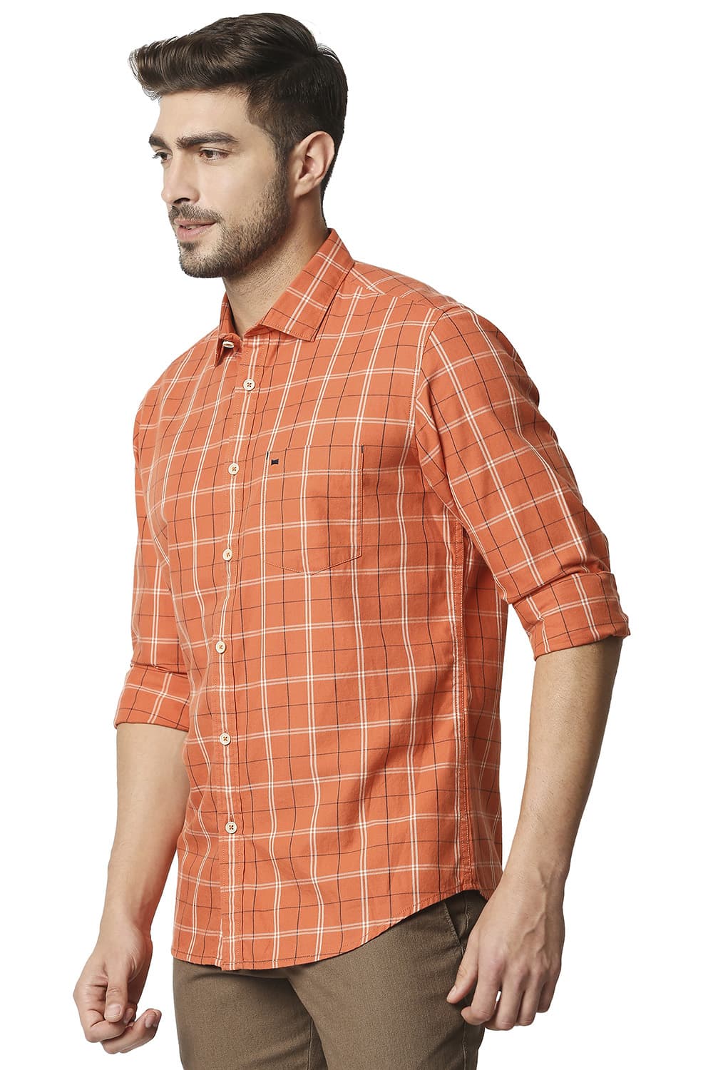 BASICS SLIM FIT TWILL CHECKS SHIRT SHIRT