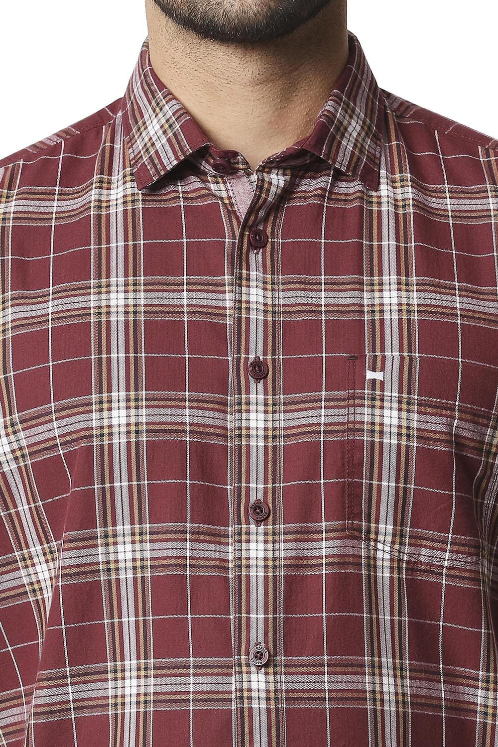 BASICS SLIM FIT TWILL CHECKS SHIRT SHIRT