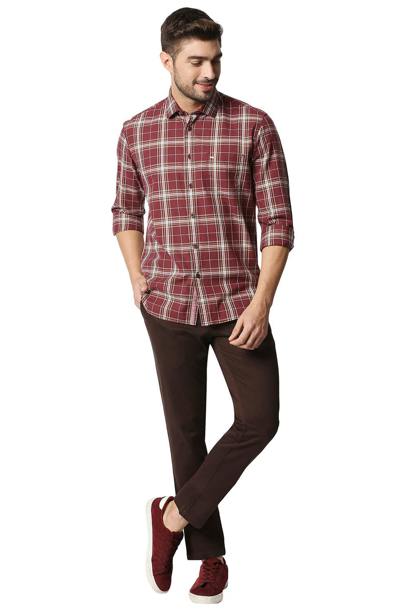 BASICS SLIM FIT TWILL CHECKS SHIRT SHIRT