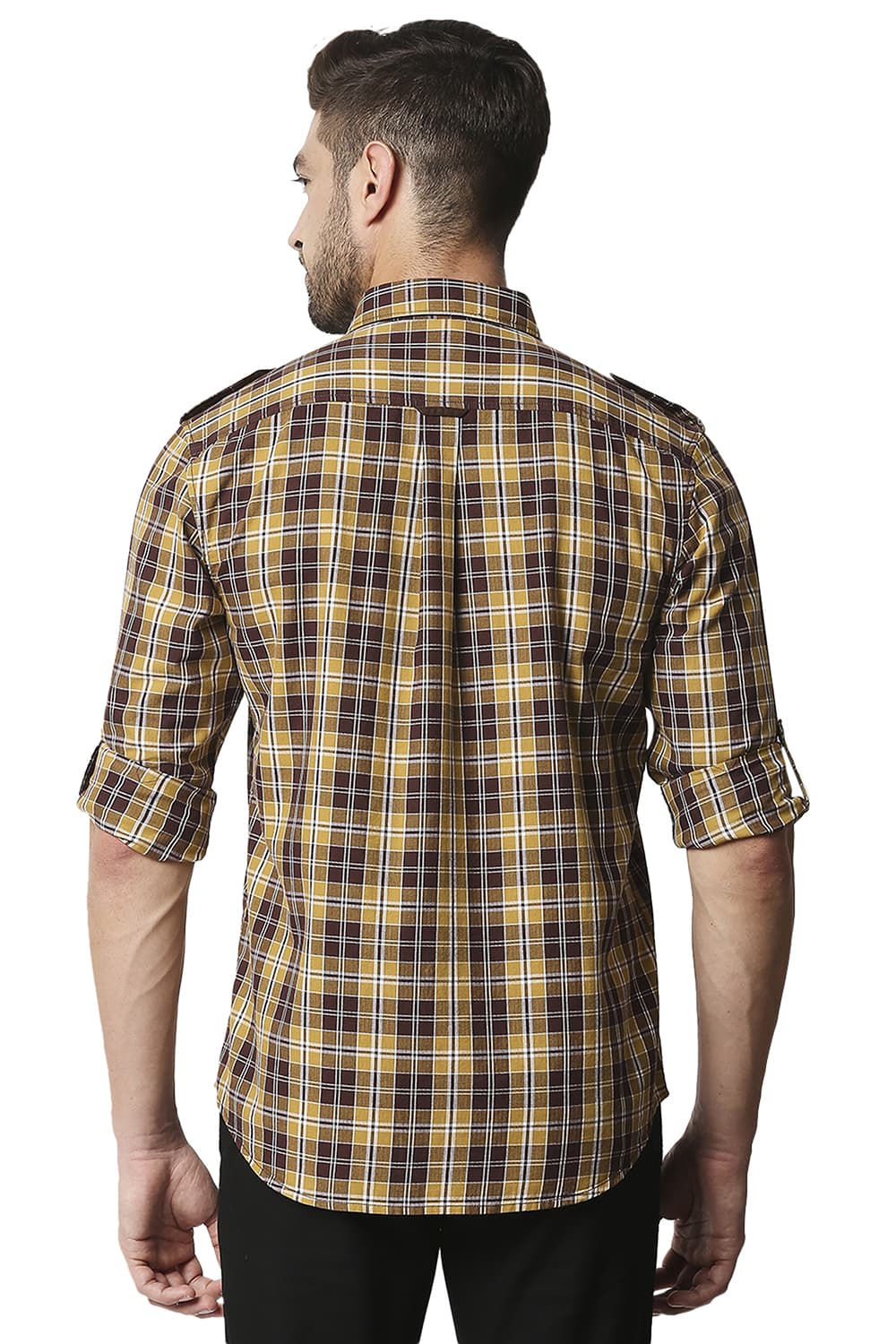 BASICS SLIM FIT TWILL CHECKS SHIRT SHIRT