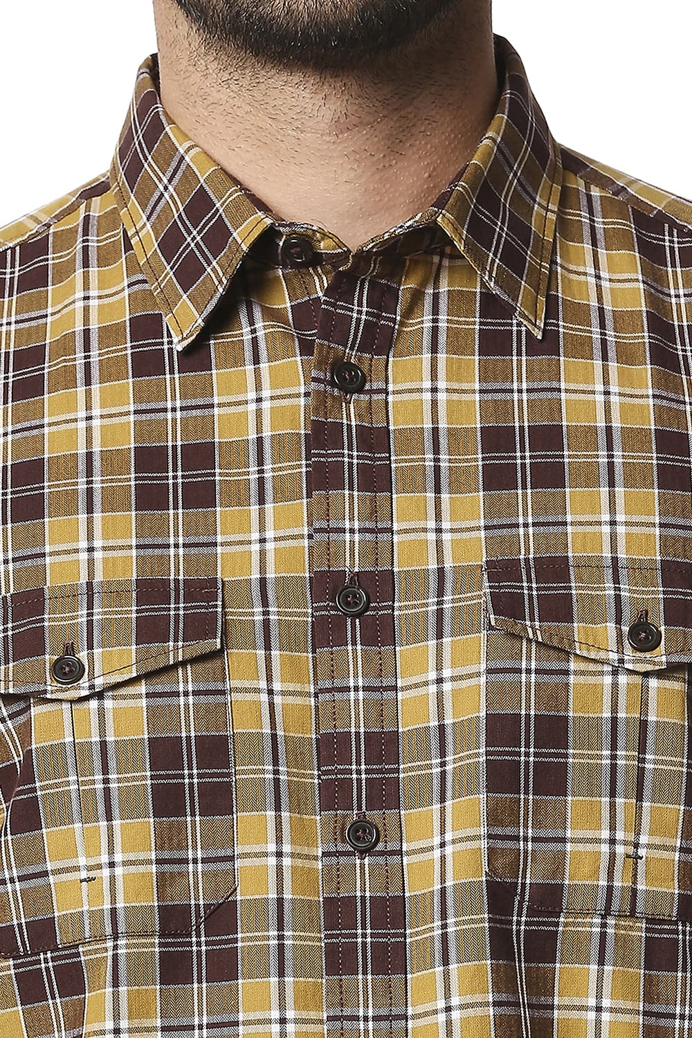 BASICS SLIM FIT TWILL CHECKS SHIRT SHIRT