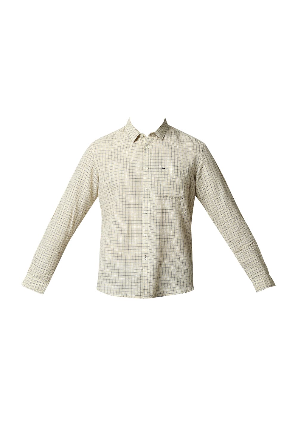 BASICS SLIM FIT COTTON LINEN CHECKS SHIRT