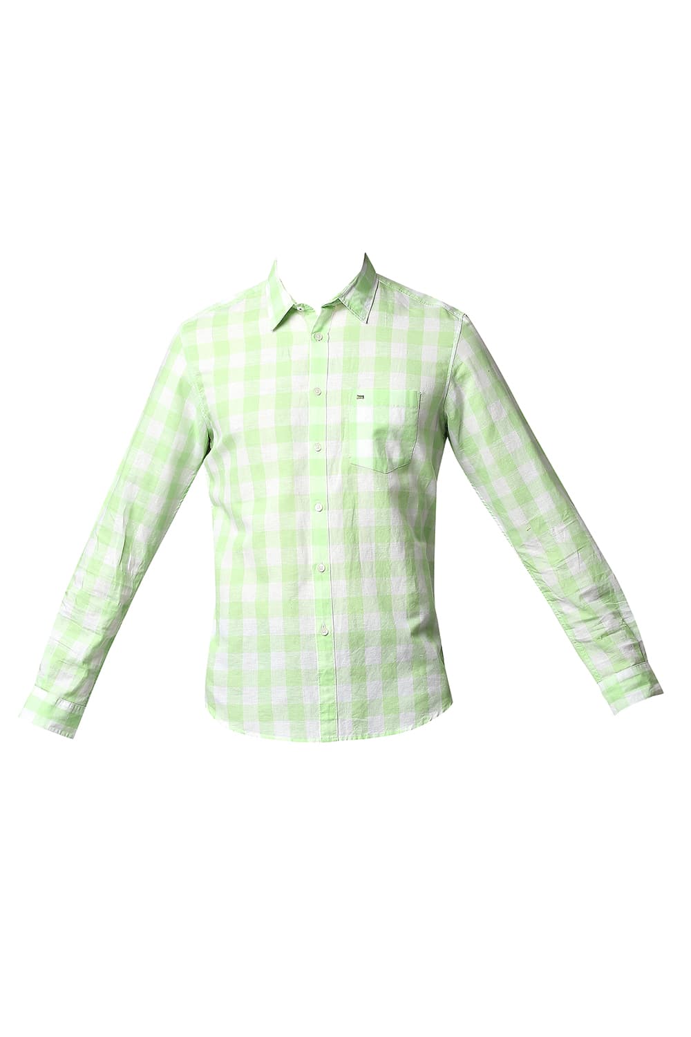 BASICS SLIM FIT COTTON LINEN CHECKS SHIRT