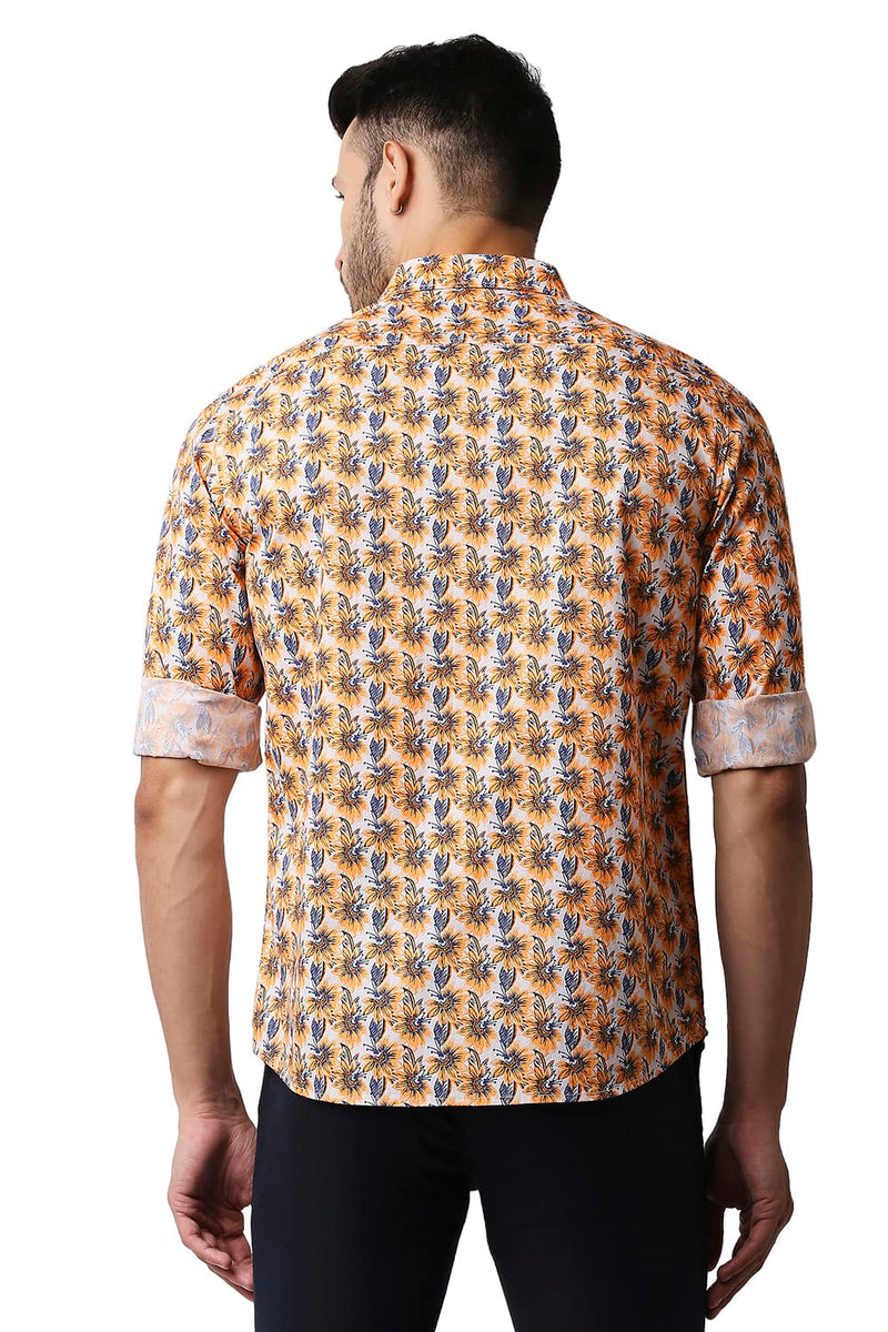 BASICS SLIM FIT TWILL PRINTED SHIRT