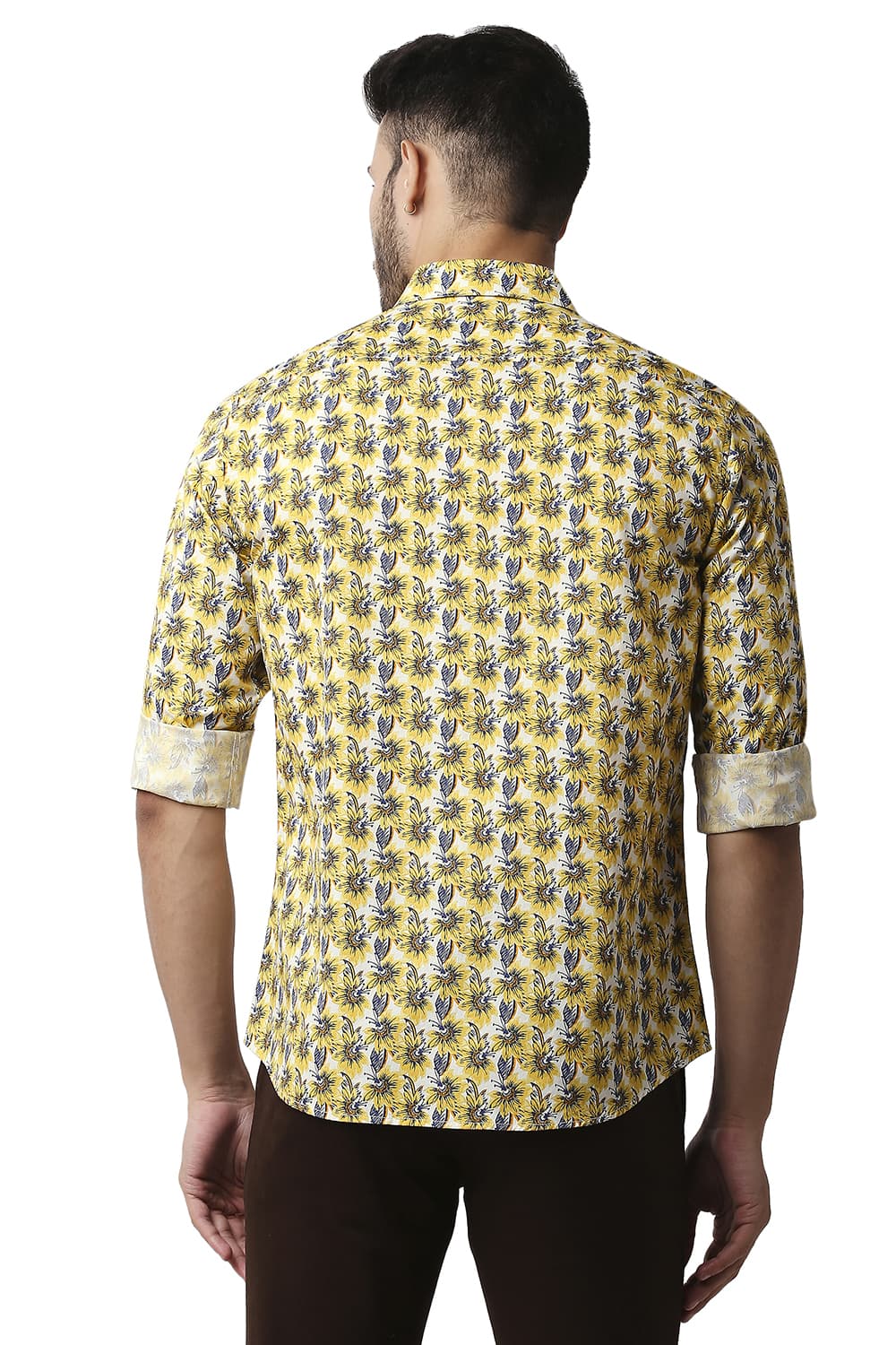 BASICS SLIM FIT TWILL PRINTED SHIRT