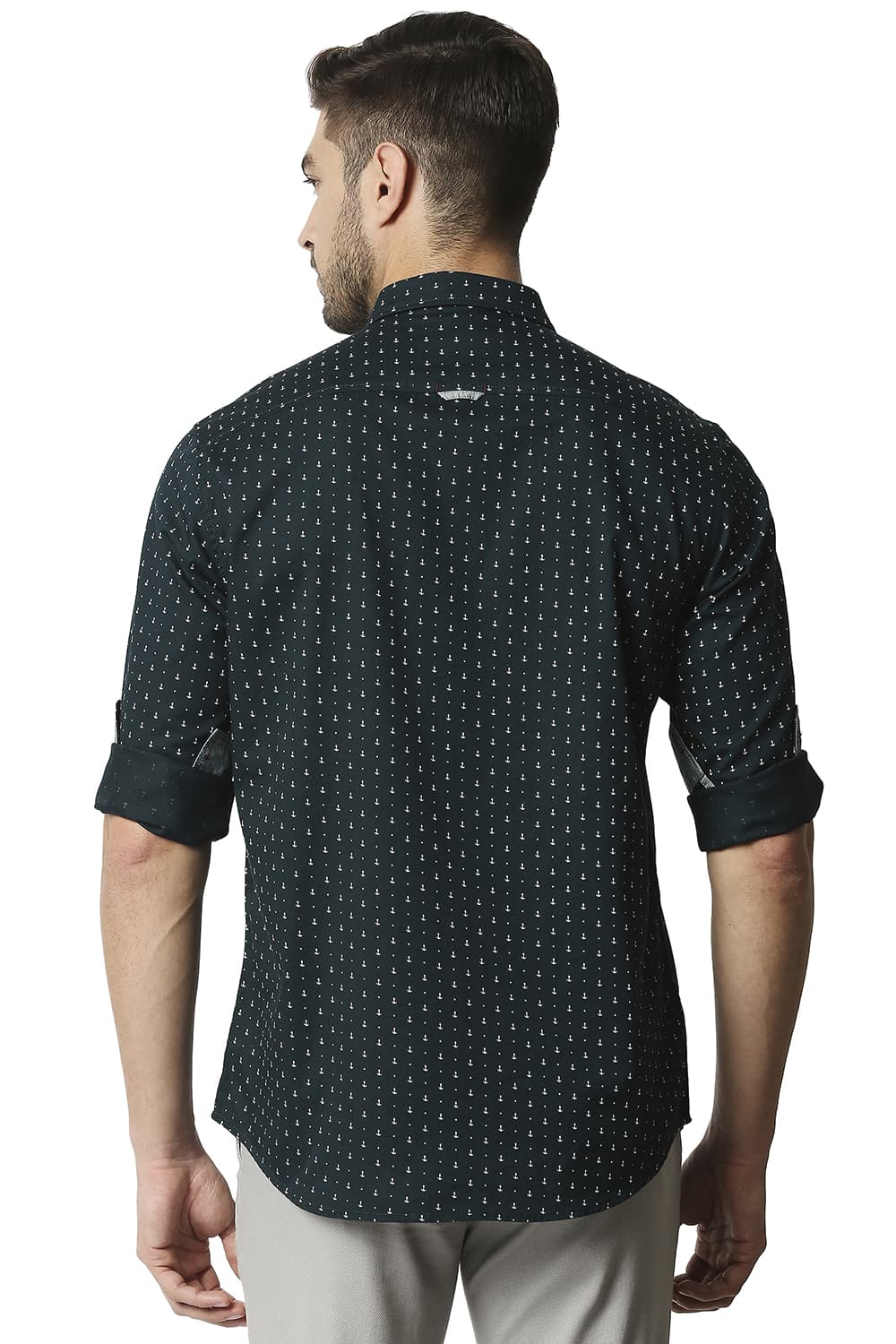 BASICS SLIM FIT TWILL PRINTED SHIRT