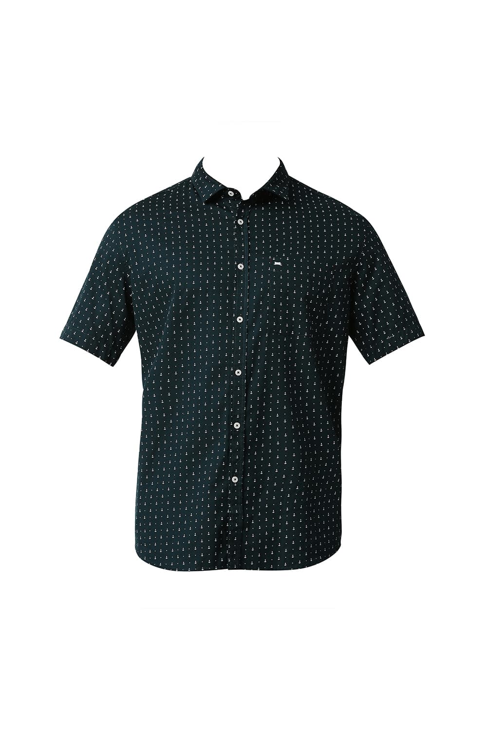 BASICS SLIM FIT TWILL PRINTED HALFSLEEVES SHIRT